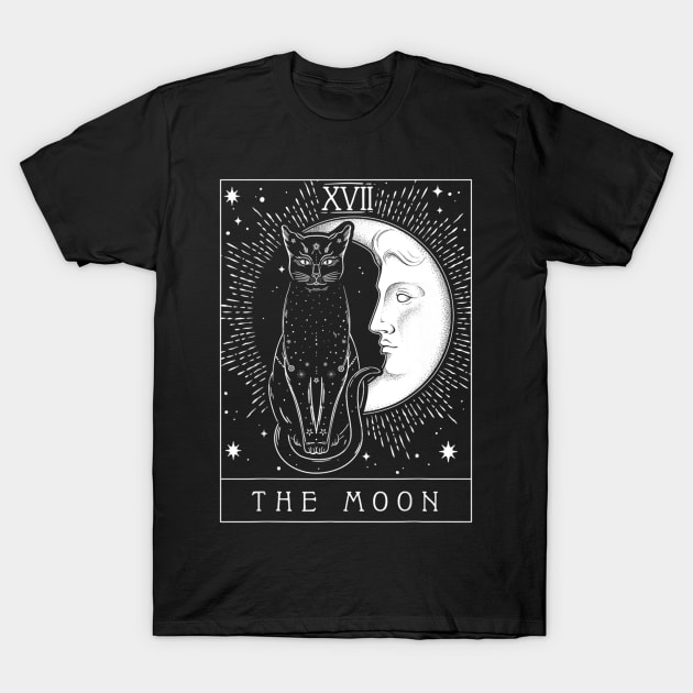 Tarot Card Crescent Moon And Cat Graphic T shirt T-Shirt by Tisine